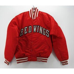 VINTAGE Detroit Wings Jacket Medium Red Starter NHL Satin Bomber 80s *